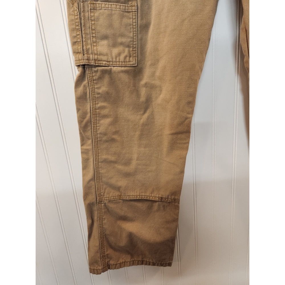 Wrangler Workwear Mens Cargo Canvas Pants Tan Ripstop Reinforced Knee 36x32 - Picture 3 of 15